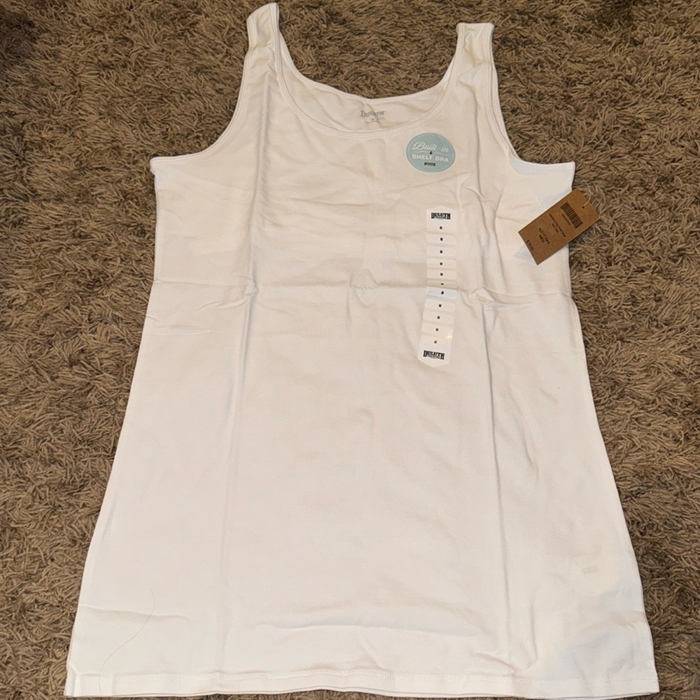 Duluth Olive White No Yank Tank with shelf bra New With Tags Size Medium